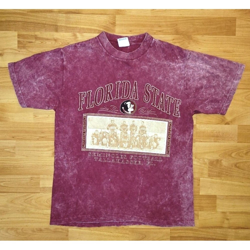 Vintage Florida State Seminoles NCAA College Nutmeg Marble Mineral Wash, Large
